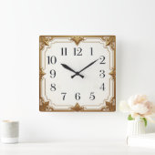 Gouden Deco Vierkante Klok (Huis)