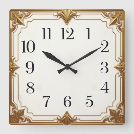 Gouden Deco Vierkante Klok (Voorkant)