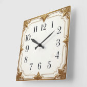 Gouden Deco Vierkante Klok (Hoek)