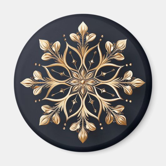 Gouden decoratieve bloem kerst magneet (Voorkant)