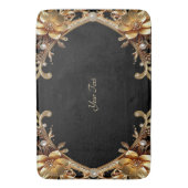 Gouden decoratieve bloemen badmat (Voorkant Verticaal)
