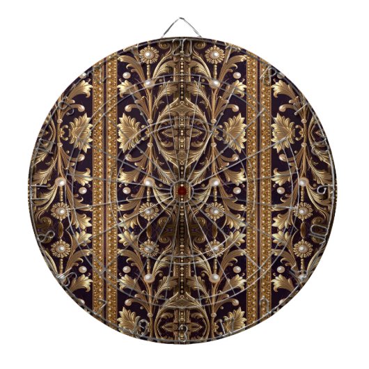 Gouden decoratieve bloemen dartbord (Voorkant)