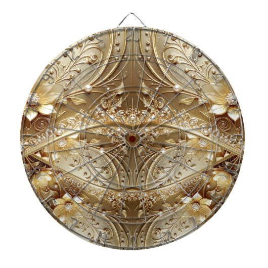 Gouden decoratieve bloemen dartbord (Voorkant)