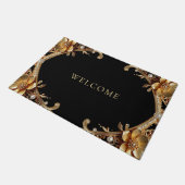 Gouden decoratieve bloemen deurmat (Schuin)