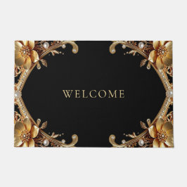 Gouden decoratieve bloemen deurmat