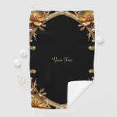 Gouden decoratieve bloemen golfhanddoek (Insitu)