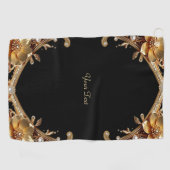 Gouden decoratieve bloemen golfhanddoek (Horizontaal)