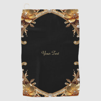Gouden decoratieve bloemen golfhanddoek