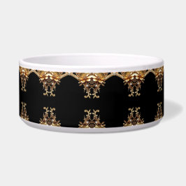 Gouden decoratieve bloemen huisdierkom voerbakje