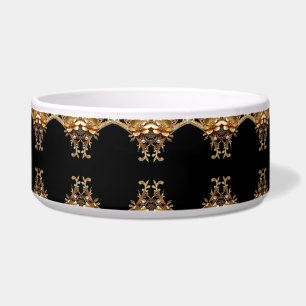 Gouden decoratieve bloemen huisdierkom voerbakje