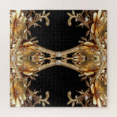 Gouden decoratieve bloemen legpuzzel (Horizontaal)
