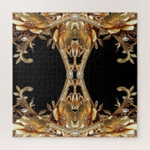 Gouden decoratieve bloemen legpuzzel