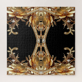 Gouden decoratieve bloemen legpuzzel