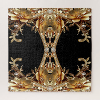 Gouden decoratieve bloemen legpuzzel