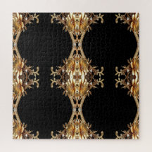 Gouden decoratieve bloemen legpuzzel