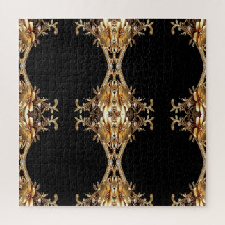 Gouden decoratieve bloemen legpuzzel