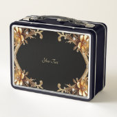 Gouden decoratieve bloemen lunchbox (Achterkant)