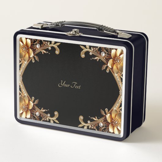 Gouden decoratieve bloemen lunchbox (Voorkant)