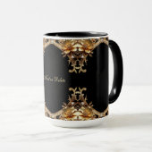 Gouden decoratieve bloemen mok (Voorkant rechts)