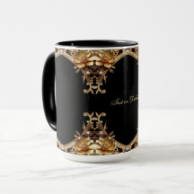 Gouden decoratieve bloemen mok