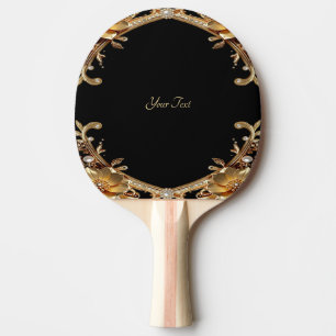 Gouden decoratieve bloemen pingpongbat tafeltennisbatje