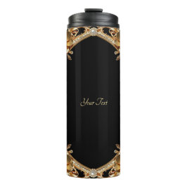 Gouden decoratieve bloemen thermosbeker