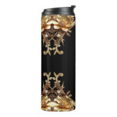 Gouden decoratieve bloemen thermosbeker (Gedraaid links)