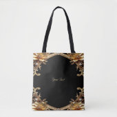 Gouden decoratieve bloemen tote tas (Voorkant)
