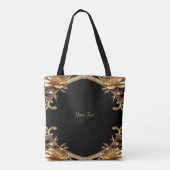 Gouden decoratieve bloemen tote tas (Achterkant)
