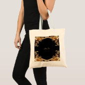 Gouden decoratieve bloemen tote tas (Voorkant (product))