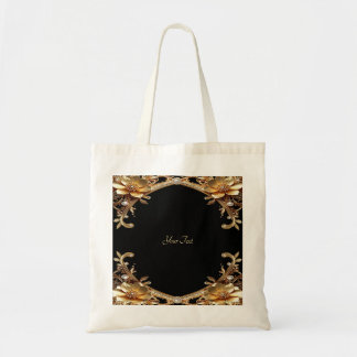 Gouden decoratieve bloemen tote tas