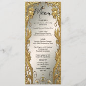 Gouden Decoratieve Bloemen Trouwmenu Menu (Voorkant)