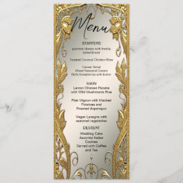 Gouden Decoratieve Bloemen Trouwmenu Menu