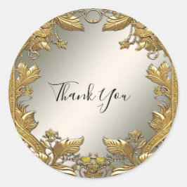 Gouden Decoratieve Bloemenzegel Trouwring Sticker