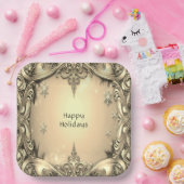 Gouden decoratieve feestpapier bord (Feest)