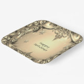 Gouden decoratieve feestpapier bord (Gebogen)