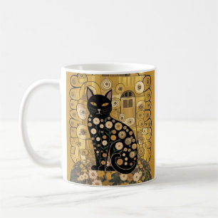 Gouden decoratieve Gustav Klimt stijl zwarte kat k Koffiemok