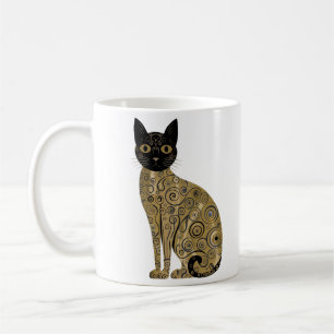 Gouden decoratieve Gustav Klimt stijl zwarte kat k Koffiemok