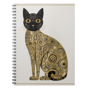 Gouden decoratieve Gustav Klimt stijl zwarte kat k Notitieboek