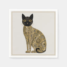 Gouden decoratieve Gustav Klimt-stijl zwarte kat k