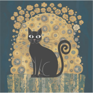 Gouden decoratieve Gustav Klimt stijl zwarte kat k Sticker