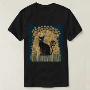 Gouden decoratieve Gustav Klimt stijl zwarte kat k T-shirt