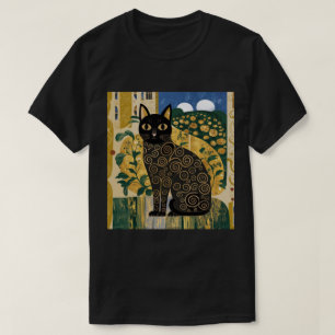 Gouden decoratieve Gustav Klimt stijl zwarte kat k T-shirt