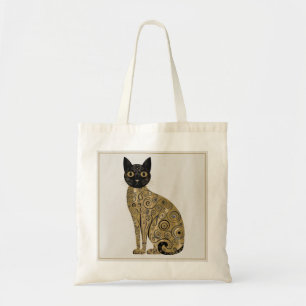 Gouden decoratieve Gustav Klimt stijl zwarte kat k Tote Bag