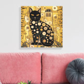 Gouden Decoratieve Gustav Klimt Stijl Zwarte Katte Canvas Afdruk (Insitu (Woonkamer))