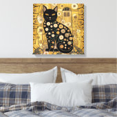 Gouden Decoratieve Gustav Klimt Stijl Zwarte Katte Canvas Afdruk (Insitu (Slaapkamer))