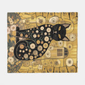 Gouden Decoratieve Gustav Klimt Stijl Zwarte Katte Fleece Deken (Voorkant (Horizontaal))