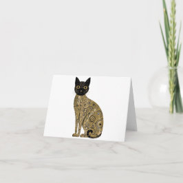 Gouden Decoratieve Gustav Klimt Stijl Zwarte Katte Kaart
