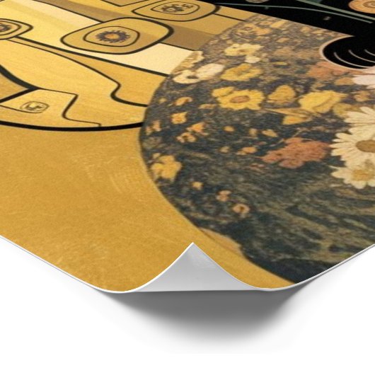 Gouden Decoratieve Gustav Klimt Stijl Zwarte Katte Poster (Hoek)