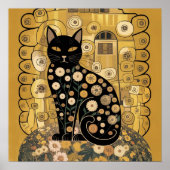 Gouden Decoratieve Gustav Klimt Stijl Zwarte Katte Poster (Voorkant)